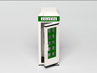 Irish Telephone Box (Green), front, door slightly open
