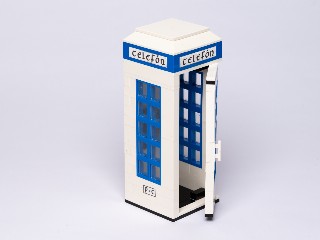 Irish Telephone Box (Blue), angled side view, door partially open open